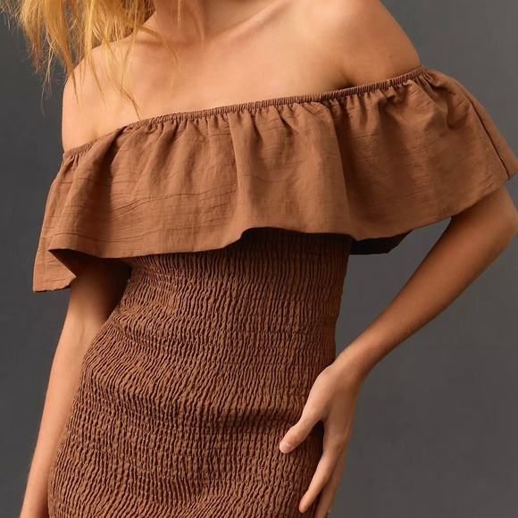 Anthropologie Smocked Off The Shoulder Dress NWT - Picture 3 of 10